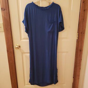 Raquel Allegra Spring Royal Blue Frayed Trim Flowy Boho Maxi Dress (Size 0- XS)